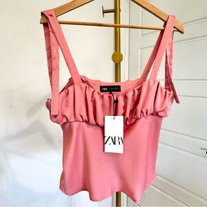 Women's New Milkmaid‎ BabyDoll Tie Straps Top in Romantic Pink L Coquette Preppy